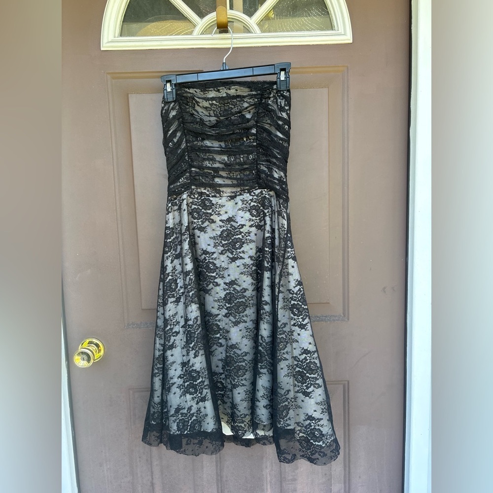 Moda International Black Strapless Lace Dress